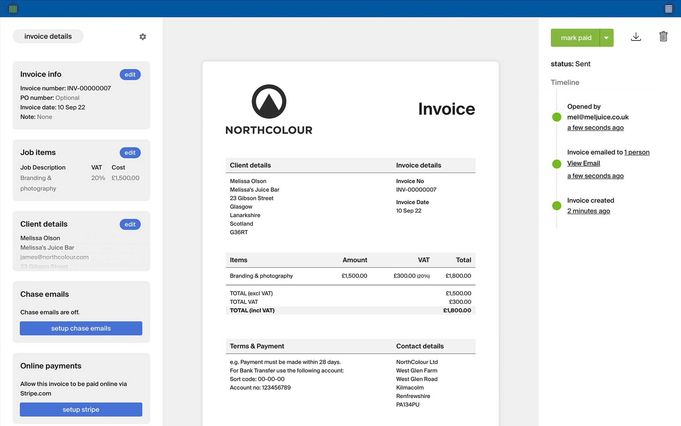 Send invoices in seconds